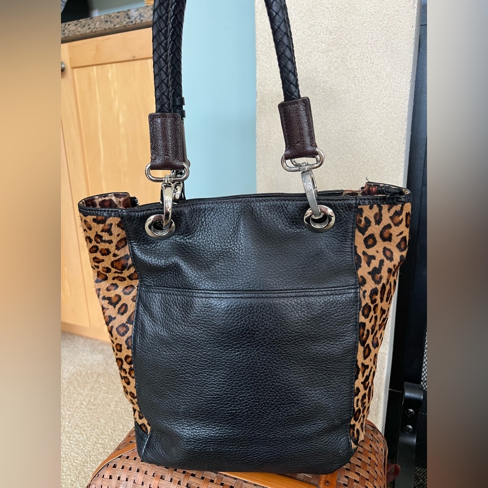 Brighton RARE 2013 DIVA Leather and Leopard Print Pony Hair Tote Shoulder Bag - Picture 8 of 16